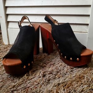 Boho sandals black with rivets